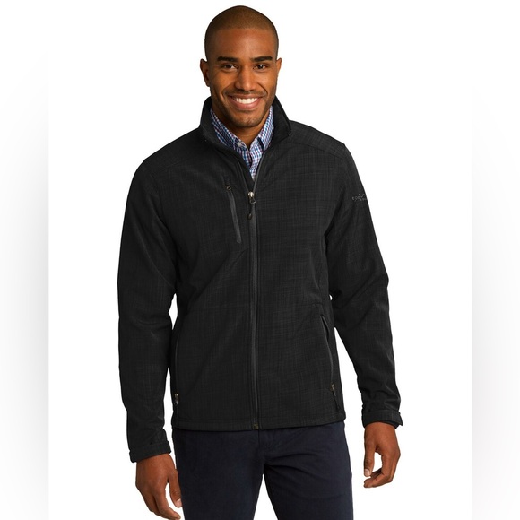 Red Hat Eddie Bauer Men’s Shaded Crosshatch Soft Shell Black Jacket - Picture 1 of 16